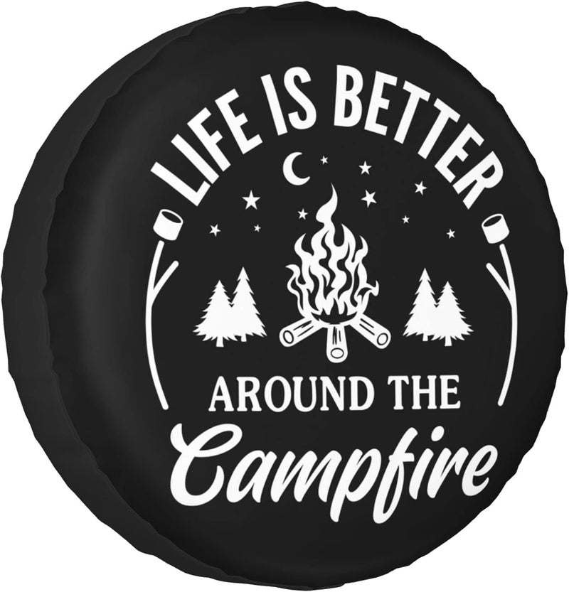 kdkdua Life is Better Around The Campfire Rv Spare Tire Cover for RV Trailer Camper Wheel Protectors Weatherproof Universal for Trailer Rv SUV Truck Travel Trailers (17 inch) - Image 1